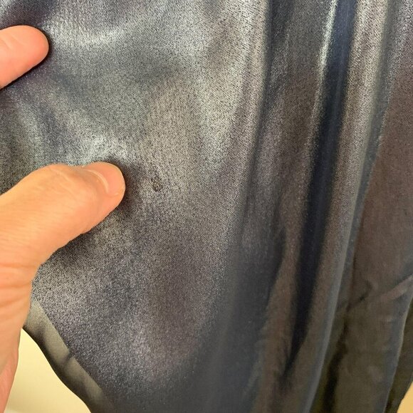 Vera Wang Satin Chiffon Halter V Neck Cocktail Dress Size 6 Navy Metallic - Picture 8 of 11